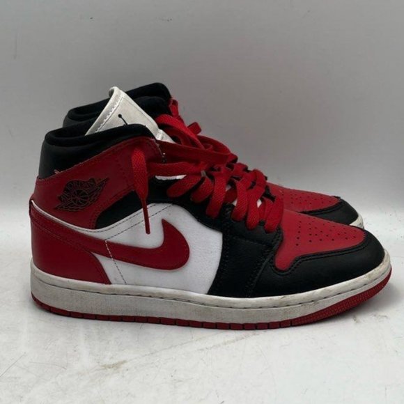 Womens Air Jordan 1 Mid 'Black Toe' Size 5.5 - Picture 2 of 5